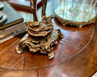 $350.00 Patinated metal figure holding cut glass bowl 22"h x 14" w 