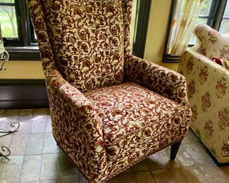 Now $1,125 - Was $1,500 Pr. custom high back chairs   44.5"h x 33'w x 40"d