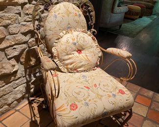 $850.00 Amazing antique floral & foliate iron upholstered armchair   44"h x 23"w x 25"d