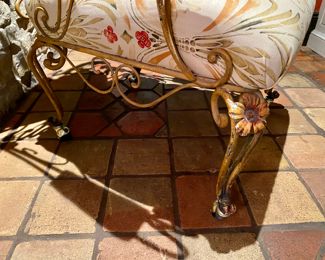 $850.00 Amazing antique floral & foliate iron upholstered armchair   44"h x 23"w x 25"d