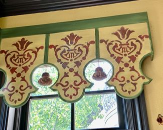 Now $650 - Was $850 Charming painted wood valance with tassels    37.5"h x 135"long