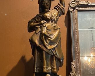 $125.00 Pr. painted plaster figurines 18"h