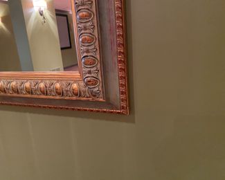 $350.00 Green and gilt mirror 44"h x 61"w