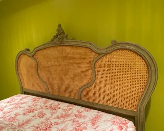 $1,200.00 Wonderful French caned painted queen bed 