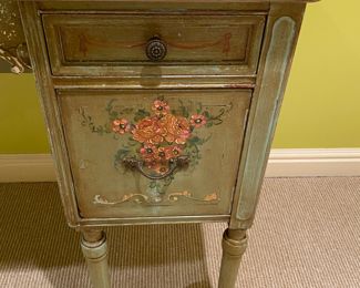 $450.00 Vintage floral painted vanity table                                        32"h x 60"w x 21.5"d