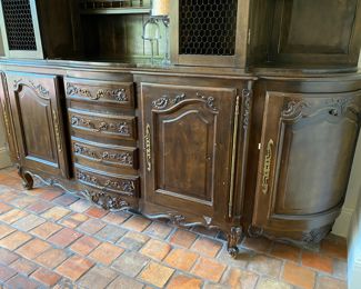 $2,800.00 French open shelf cabinet                                      96"h x 108"w x 26"d                                                                        open shelves custom made to match lower cabinet        