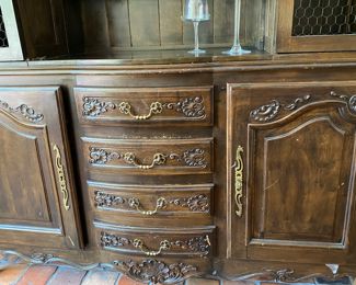 $2,800.00 French open shelf cabinet                                      96"h x 108"w x 26"d                                                                        open shelves custom made to match lower cabinet        