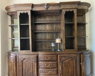 $2,800.00 French open shelf cabinet                                      96"h x 108"w x 26"d                                                                        open shelves custom made to match lower cabinet        
