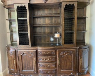 $2,800.00 French open shelf cabinet                                      96"h x 108"w x 26"d                                                                        open shelves custom made to match lower cabinet        