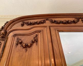 $3,500.00 Beautiful customized carved antique mirrored armoire      96"h x 70"w x 20"d