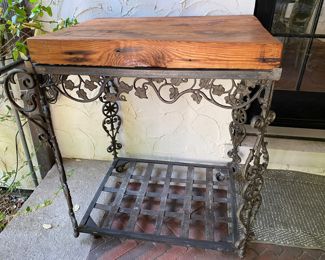 Now $1,200 - Was $1,400 Fantastic antique iron butcher block cart  37"h x 25"d 