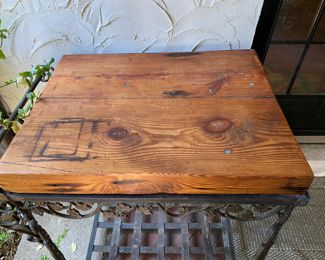 Now $1,200 - Was $1,400 Fantastic antique iron butcher block cart  37"h x 25"d 