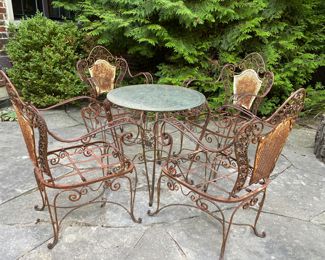 $950.00 Sweet antique French wrought iron bistro set