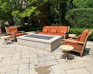 $1,500.00 Cast Classics cast aluminum set: sofa, 2 lounge chairs, 3 side tables, coffee table