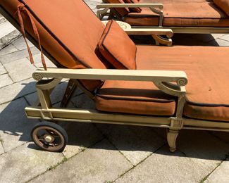 Cast Classics cast aluminum chaise lounges:                                                                                                                                                                 cushions need cleaning or replacement, a few areas of paint loss