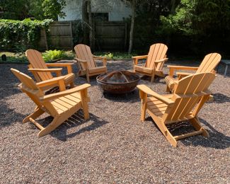  6 resin Adirondack chairs  (1 needs armrest re-attached)