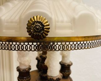 $950.00 Antique frosted glass four candle hanging fixture - 2 available