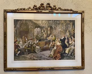$350.00 Antique framed print of soiree 33"h x 38"w 