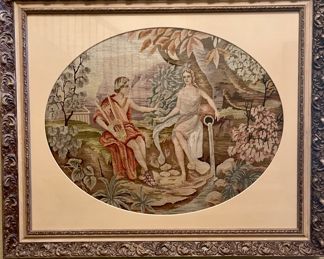$350.00 Antique framed petit point   34"h x 40.4"w