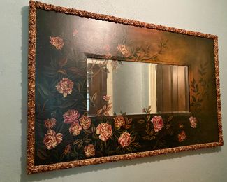  Hand painted floral mirror 34" x 53"