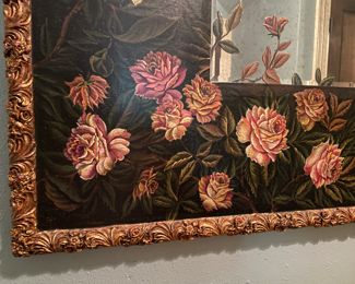  Hand painted floral mirror 34" x 53"