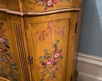 Now $750 - Was $850  Hand painted floral cabinet                                     34"h x 48"w x 15"d