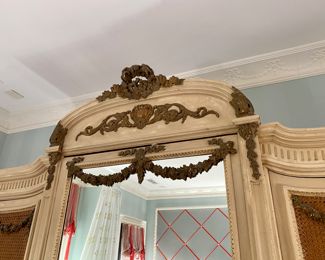 $2,500.00 French painted armoire with caning                                                 94"h x 73"w x 22"d