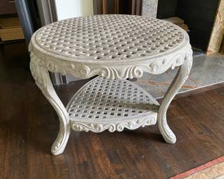 $250.00 Cast aluminum side table 25"h x 30" diameter 