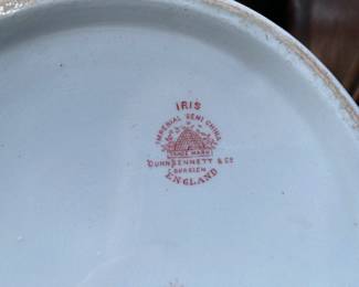 $450.00 7 pc. Dunn Bennett & Co. transferware wash set large pot 14"h x 15"w   pitcher 12"h 