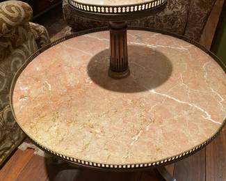 $450.00 Two tier marble-top table 34"h x 30" diameter 