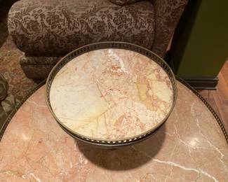 $450.00 Two tier marble-top table 34"h x 30" diameter 