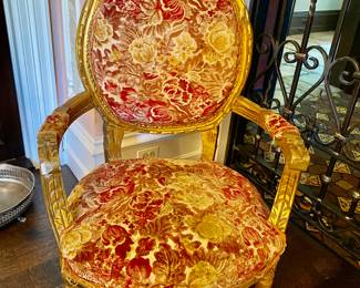 $550.00 Antique French carved giltwood fauteuil 
