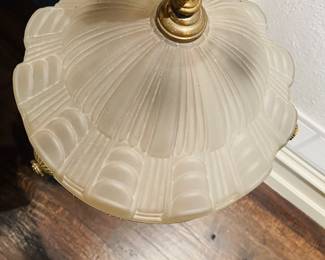$950.00 Antique frosted glass four candle hanging fixture - 2 available