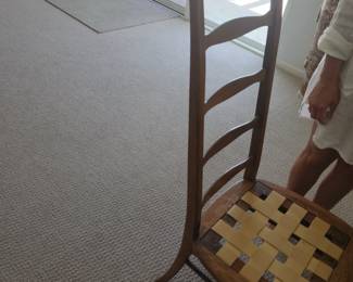 kitchen Chairs Ladderback (6) with Leather Seat cushions