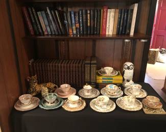 Collection of Books and 3-Piece China