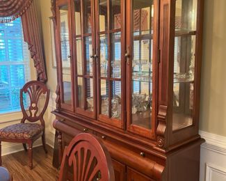 wood dining set china cabinet with glass shelves