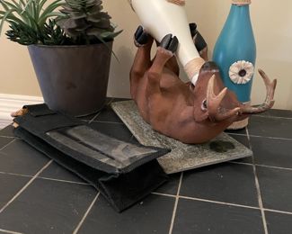 deer wine older, decorative wine bottles, plants