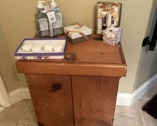wooden cabinet, gift boxes
