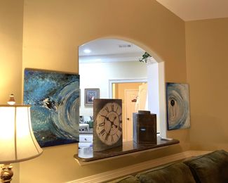 clocks, clock art, oil on canvas set
