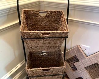 woven basket and iron storage