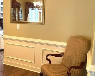 gold dining chair with arms, decorative brass wall mirror