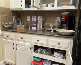 serving dishes, storage containers, measuring, coffee maker