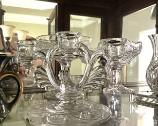 Waterford glass candle holders, glass candlesticks