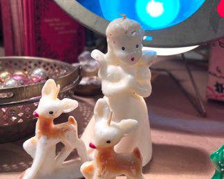 Vtg. Mini Deer and Angel candles