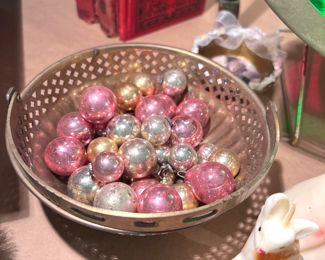 Vtg. Mini Mercury ornaments and Vtg. Deer candle