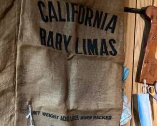 Vtg. Burlap bags - California Baby Limas