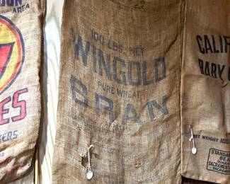 Vtg. Burlap bags - Wingold Bran