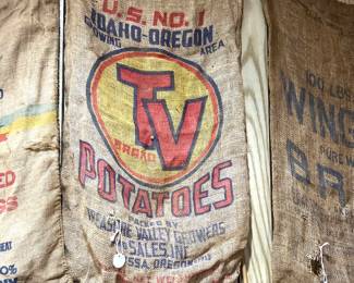 Vtg. Burlap bags - Idaho-Oregon TV Brand potatoes