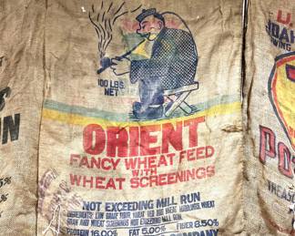 Vtg. Burlap bags - Orient Fancy Wheat