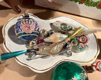 Vtg. Mercury Bird clip on ornaments and Mini Mercury ornaments